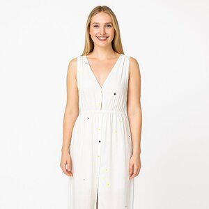 Aritzia Babaton Wilkes Silk Dress White Polka Dot NWT Sleeveless Size Small Luxe